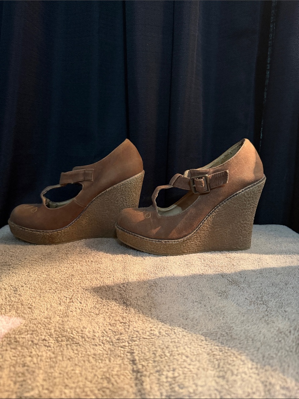 Rock & Candy Brown Suede Mary Jane Platform Heels - Picture 2 of 3